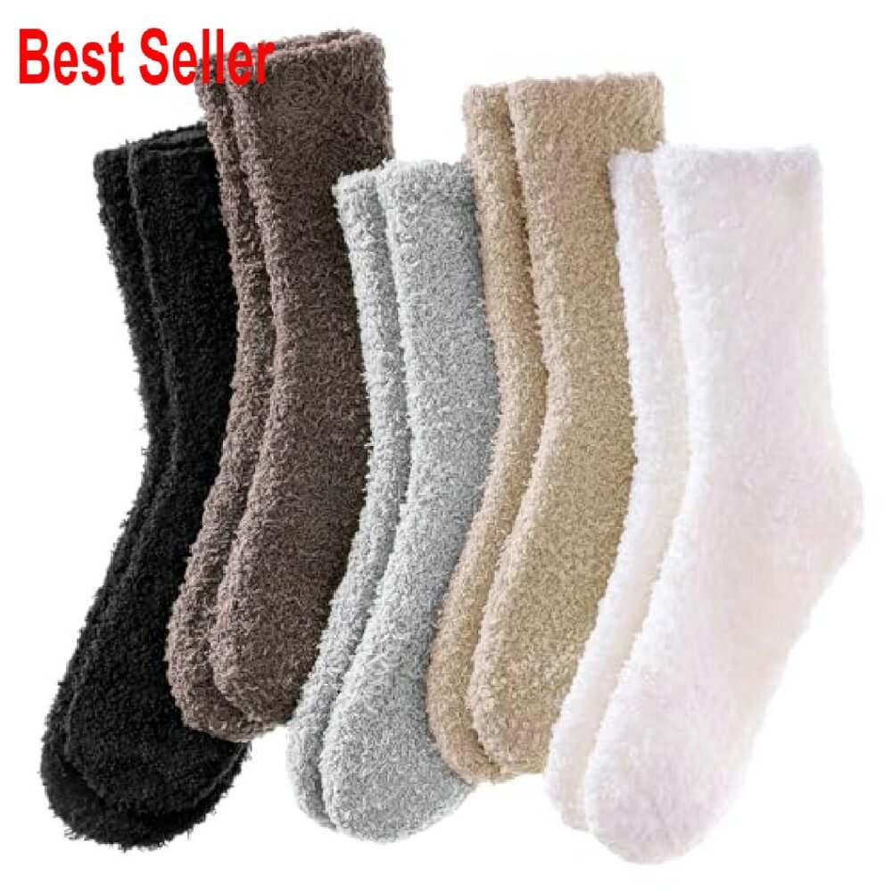 Cozy Fuzzy Socks Plush Winter Sleep Slipper Socks Soft Warm Calf Length - Picture 2 of 8